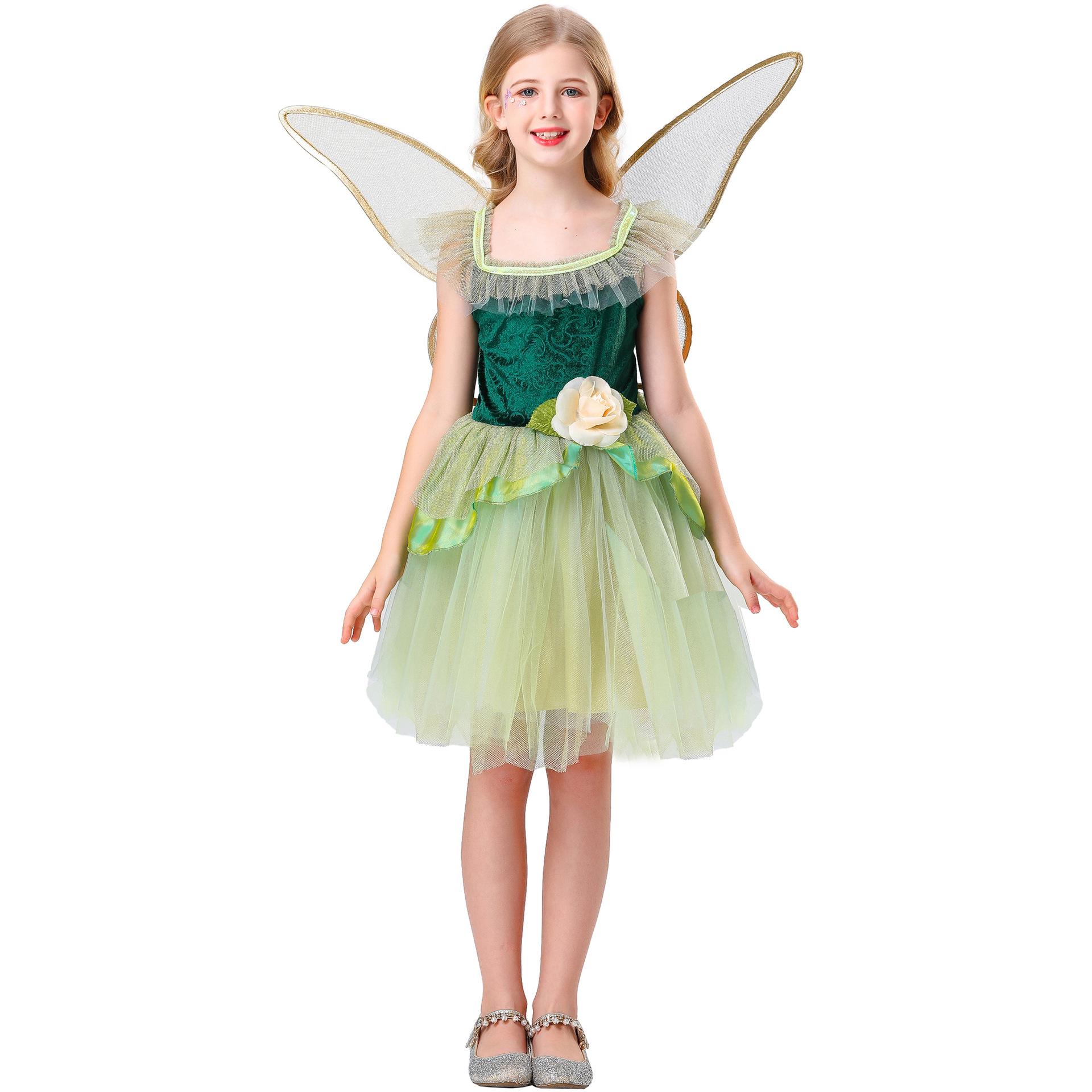 

120150C детское платье принцессы из сетки с цветочной феей кос костюм эльфа для выступления Height-120cm