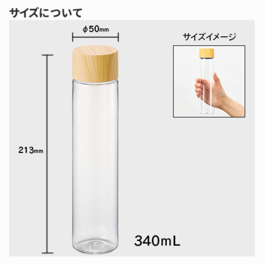 Gowell TWs My Bottle Clear Bottle Slim Long X 213 Stylish Wood Grain White 340ml 50 (mm) TS-1612-044