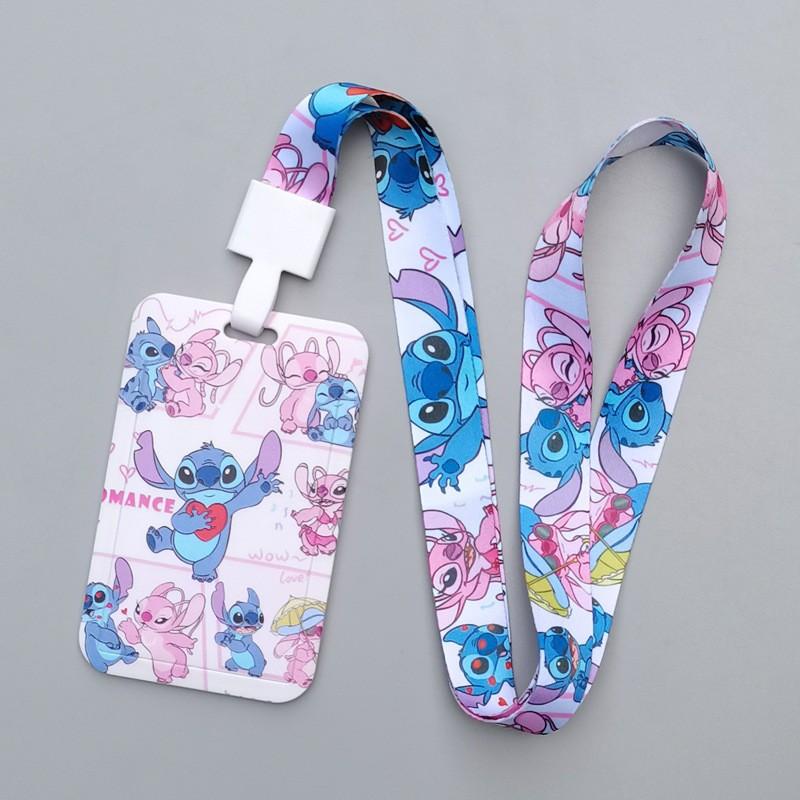 Disney Porta-Cartões e Alça de Identificação Stitch - Poliéster Resistente a Arranhões Perfeito para Crachás Escolares, Ônibus, Cartões de Jantar, Presentes de Aniversário