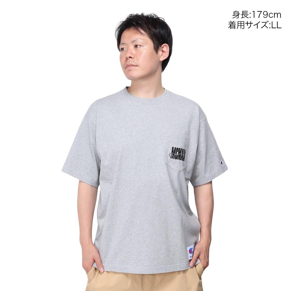 Champion Short Sleeve Crew Neck Graphic Action Oxford Gray Men's T-Shirt, 100% Cotton, Print, Style, C3-Z305,