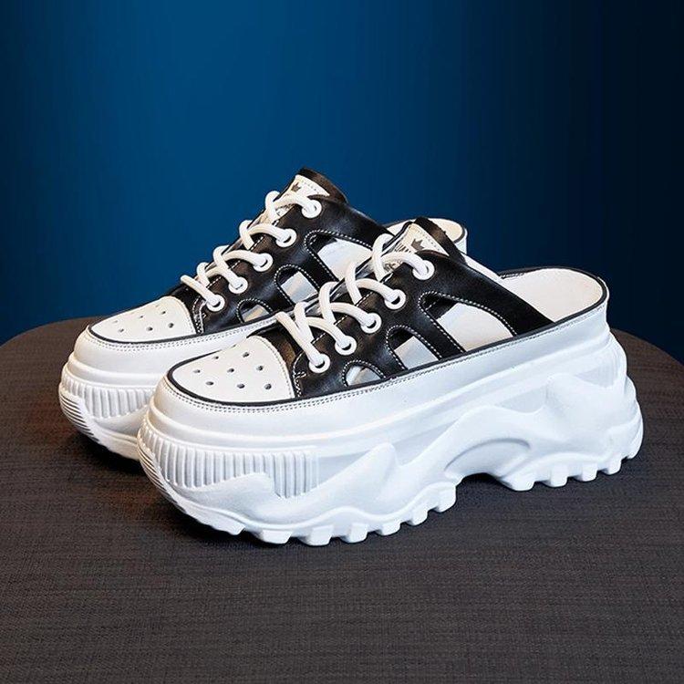 

thick-soled bag head half slippers women s 2025 summer new outer wear one-pedal lazy shoes muffin casual fashion sandals 40 чёрный