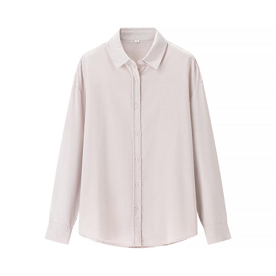 2025 Spring Women's European and American Style Multi-Color Button-Embellished Shirt with Turn-Down Collar