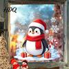 Snowflake Glass Stickers Christmas Cartoon Penguin Window Sticker Cute Decal with Santa Hat And Winter Theme Party Supplies Scarf Design PVC