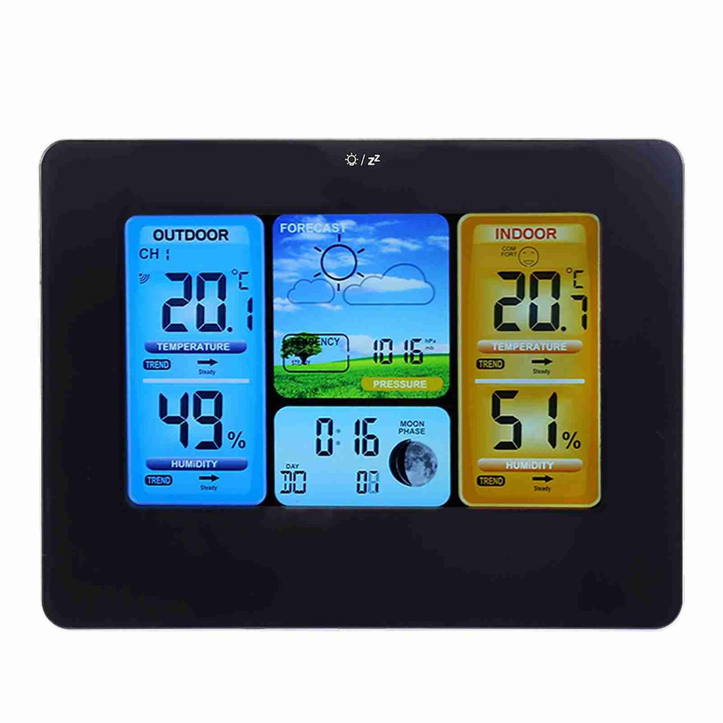 LCD Digital Wireless Weather Station Clock Thermometer Indoor&Outdoor Humidity