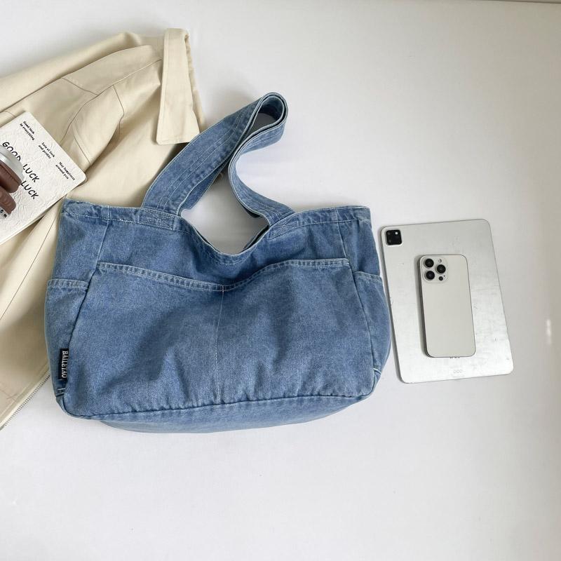 Vintage Denim Bag Women's Large Capacity Lightweight Handbag Tote Bag Student Class Crossbody Bag