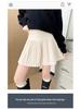 2026 New Petite Women's Grey Woolen A-line Pleated Short Skirt - Fluffy & Slimming Spring Style