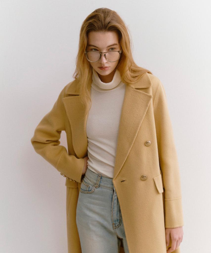 Lei Avery Double-Breasted Coat (Beige)
