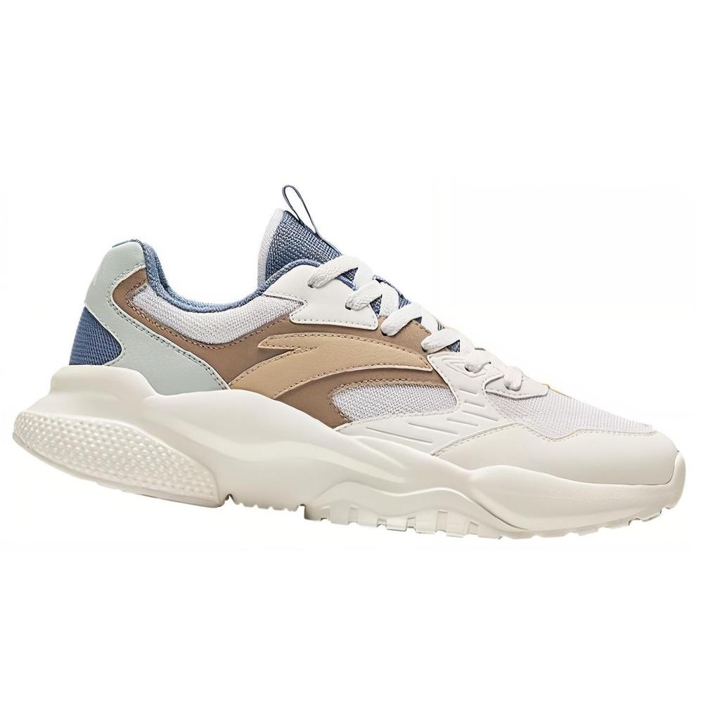 Anta Round Toe Lace-Up Shock Absorbing Wear-Resistant Low-Top Casual Shoes Men sneaker White Gray Blue 912418854-6