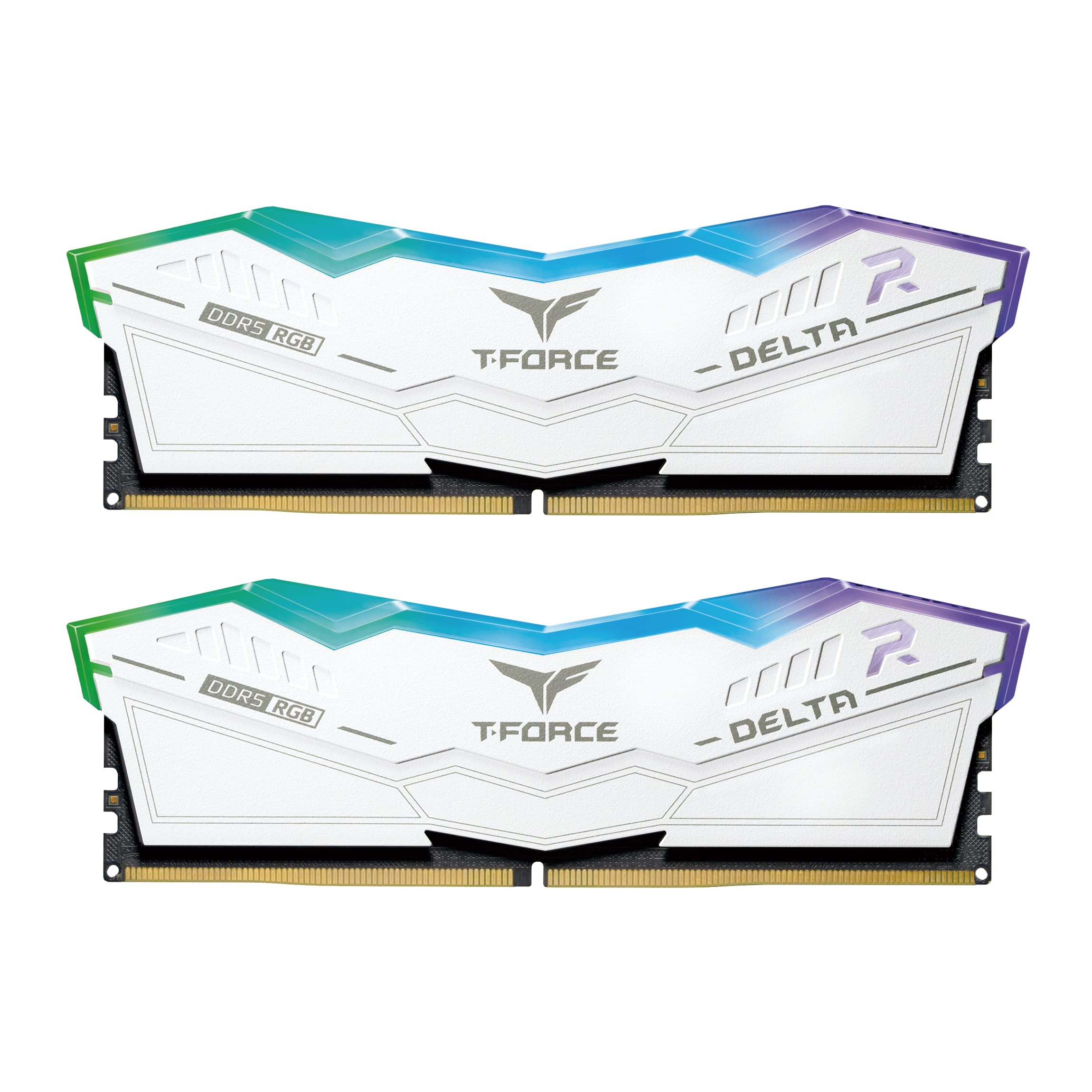 

TEAMGROUP DELTA RGB DDR5 Ram 32GB 6000MHz CL30 Intel XMP AMD Expo Compatible Desktop Memory Module Ram White FF4D532G6000HC30DC01 T-FORCE (2x16GB)