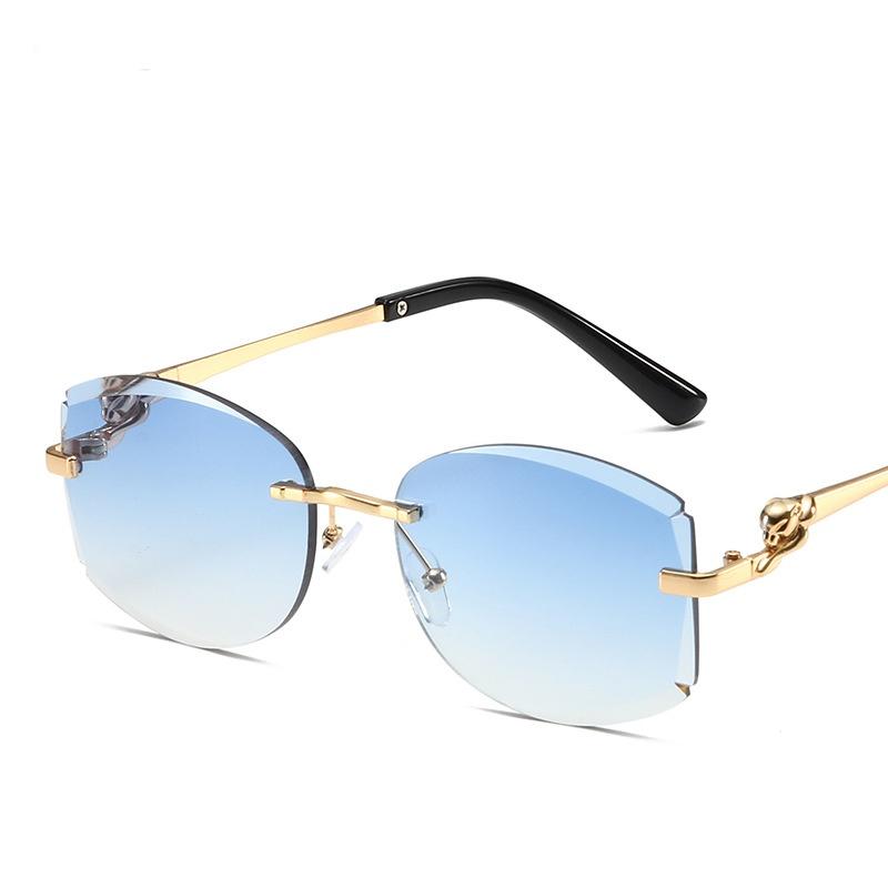 New Fashionable Sunglasses Women Cut Edge Design Metal Frameless Sun Glasses Gradient Color Retro Trend Shades Outdoor Sunnies