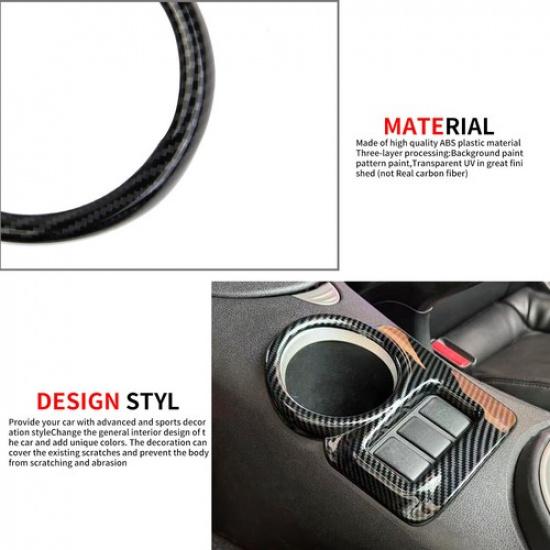 Carbon Fiber Style Inner Central Control Cup Holder Cover Trim For Nissan 370Z