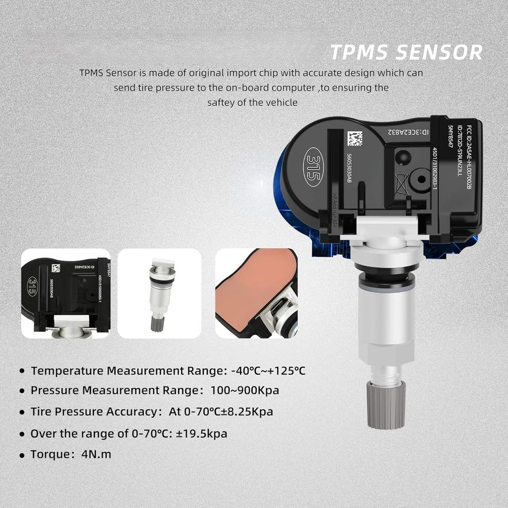 Dodge TPMS Sensor, 315Mhz Tire Pressure Monitor Sensors for Dodge Replace OE#56053030AC 68078861AA 56053036AA 56029479AA 56053030AB 56029465AB
