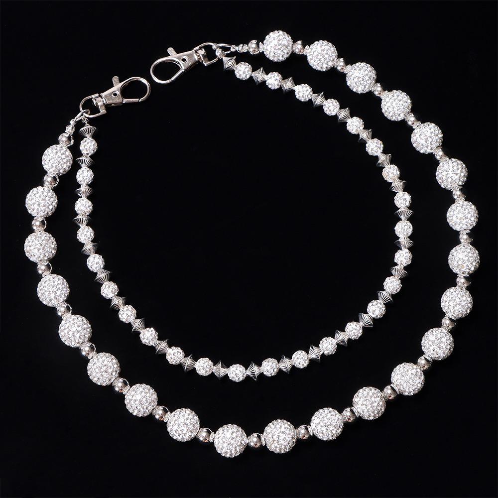 Unisex Rhinestone Double-Layer Hip Hop Waist Chain - Trendy Punk Denim Pants Accessory