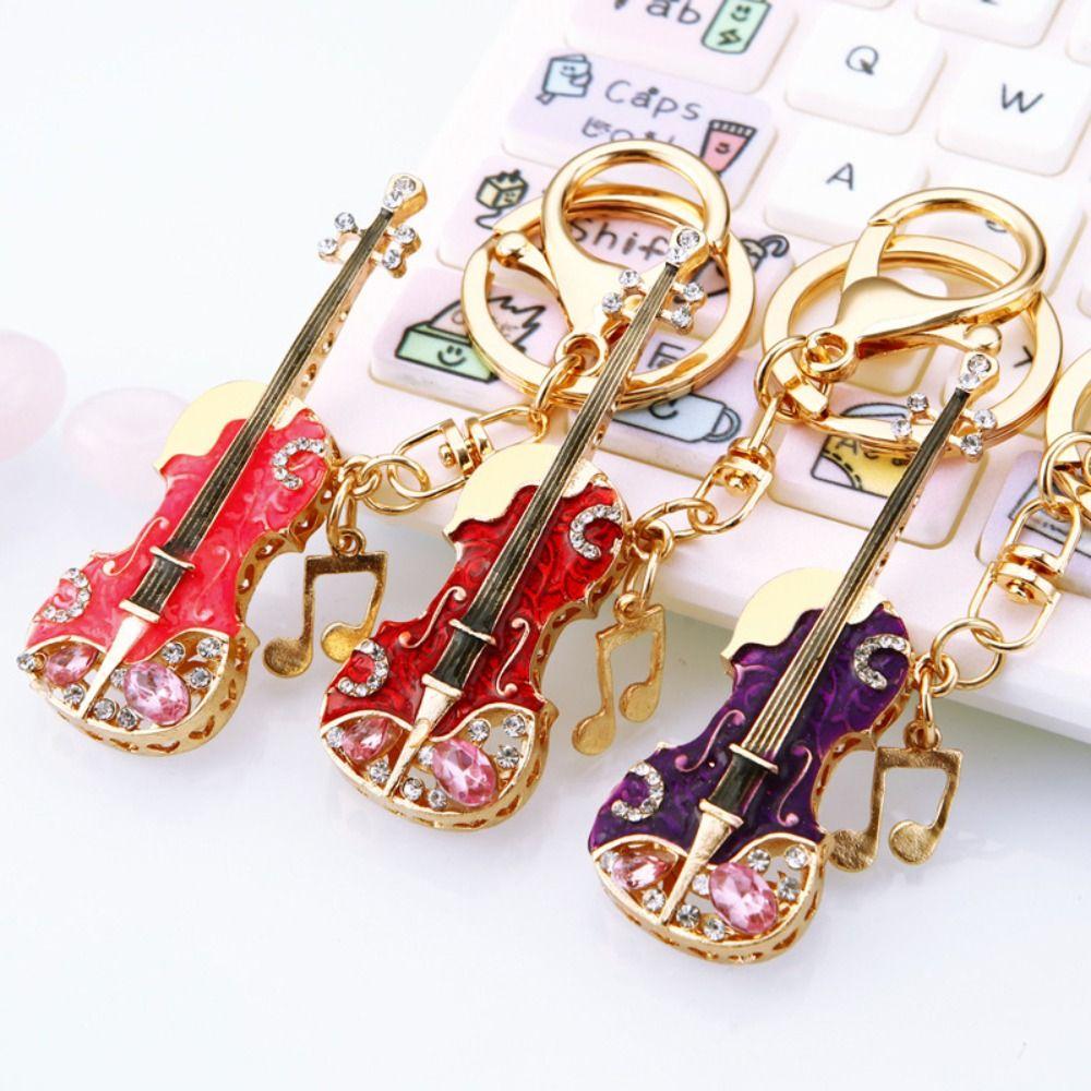 

Сумки Автомобильные ключи Декорации Гитара Брелок Украшение Автомобильный брелок Блестящий шикарный Подвеска со стразами Пара красный
