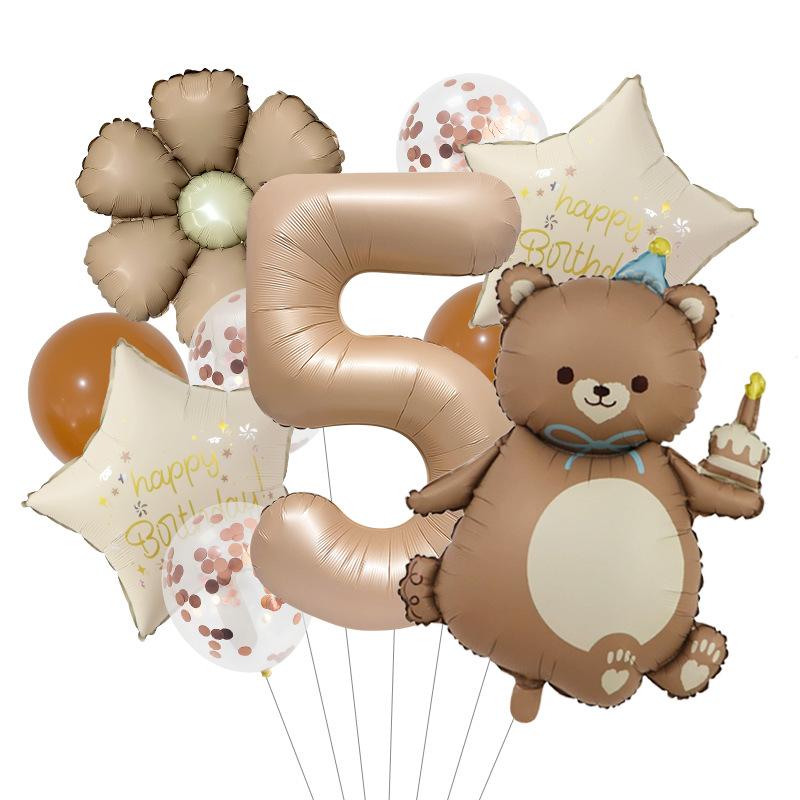 Cake Bear Birthday Hat Aluminum Film Balloon Party Background Props Daisy Birthday Kindergarten Digital Arrangement