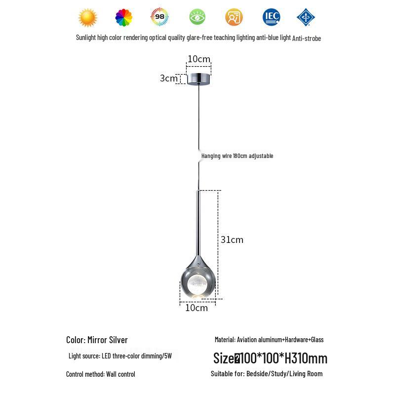Регулируемый итальянский минималистичный светодиодный подвесной светильник для спальни или прихожей Warm Light