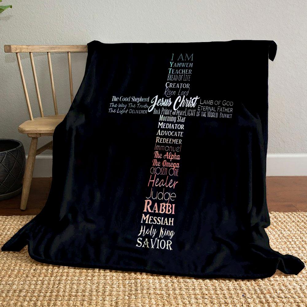 Jesus Names Religious Throw Blanket  Printed Blanket for Living Room Bed Couch lunch break Soft Cozy Blanket for Friend s festival Gift 80cm x 120cm