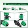 12Pcs Lock Barbed 3-Way Tees Drip Line Parts Connectors for 1/2" (0.63" OD) To 1/4" Tubing Home Garden Lawn Drip Irrigation Hose