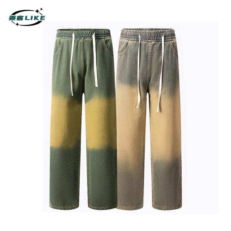 Four Season New American Style Vertical Denim Straight Tube Trend Retro High-End Feeling High Men'S Jeans