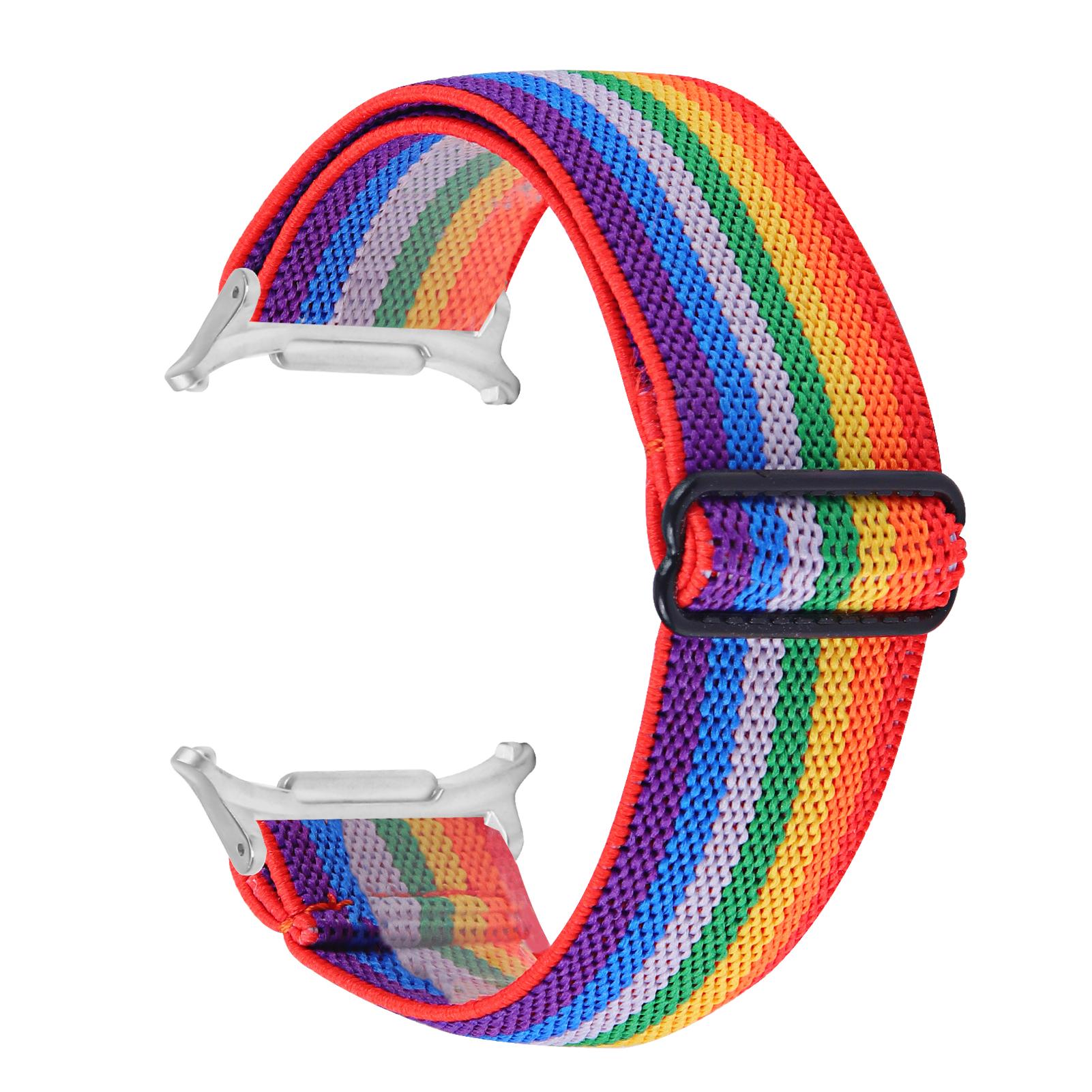 

Watch Band For Samsung Galaxy Watch8 44mm/40mm/Watch8 Classic 46mm Adjustable Elastic Wrist Strap with Silver Connector F