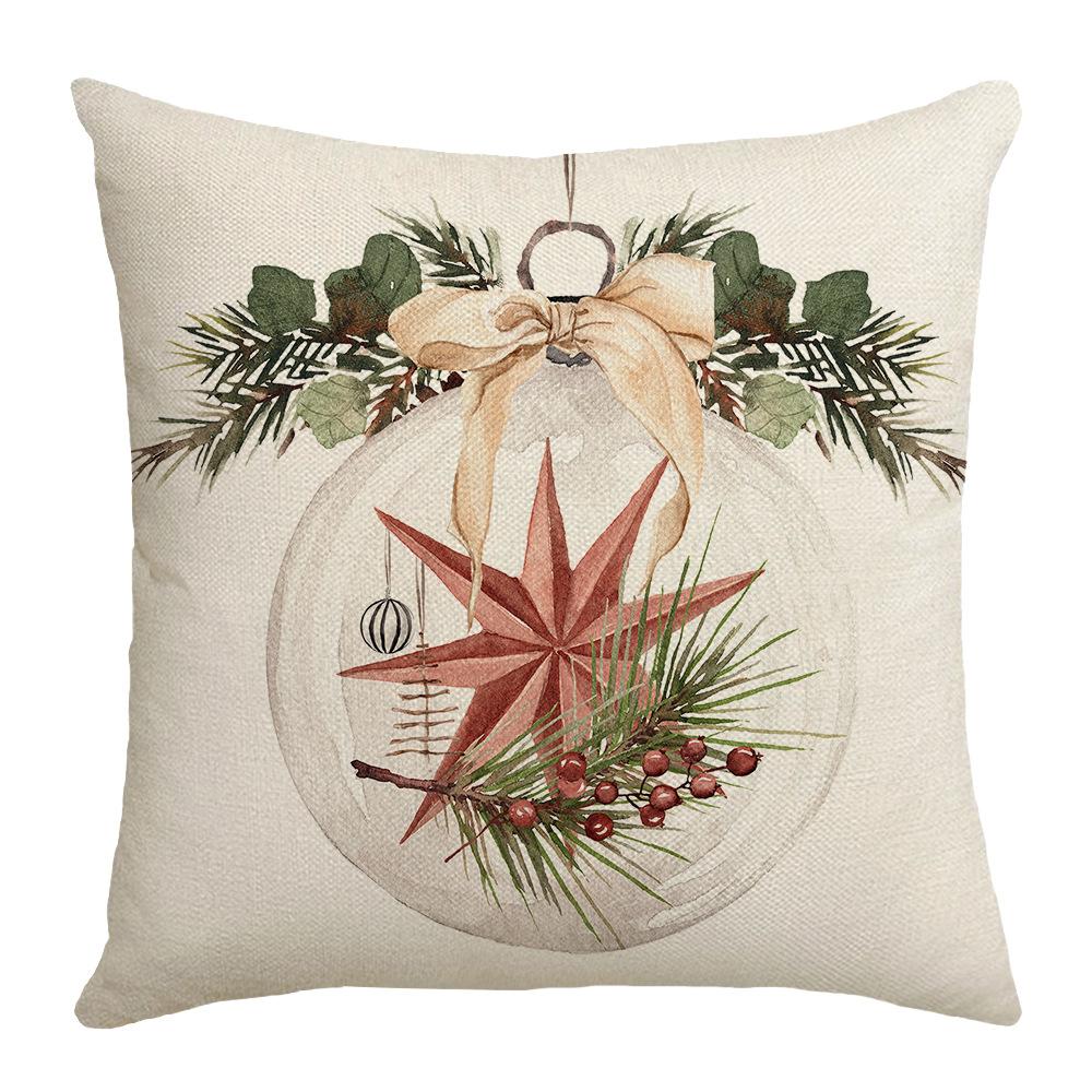 Christmas Atmosphere, Festive and Warm Christmas Tree Decoration, Linen Pillow Case, Home Bedroom Sofa Cushion