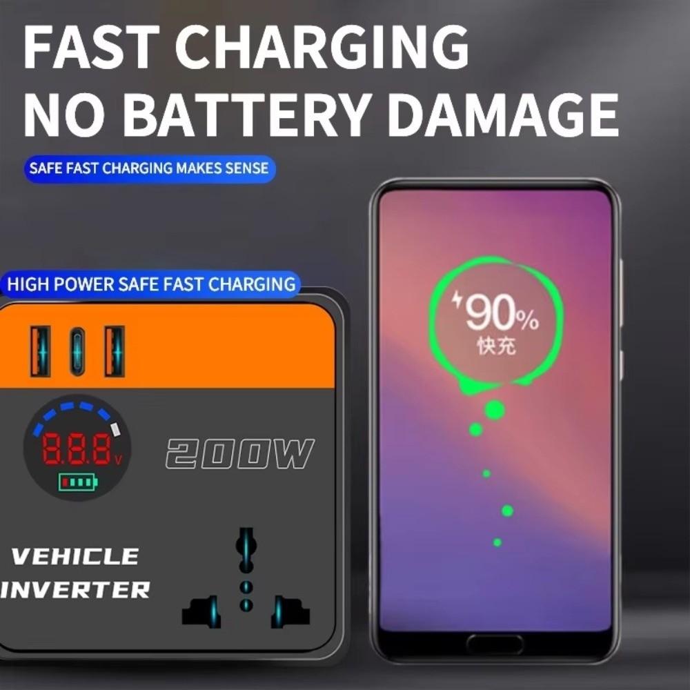 12v 24v To 110v 220v Power Adapter Fast Charging Automotive Charger Inverter  for Vehicles