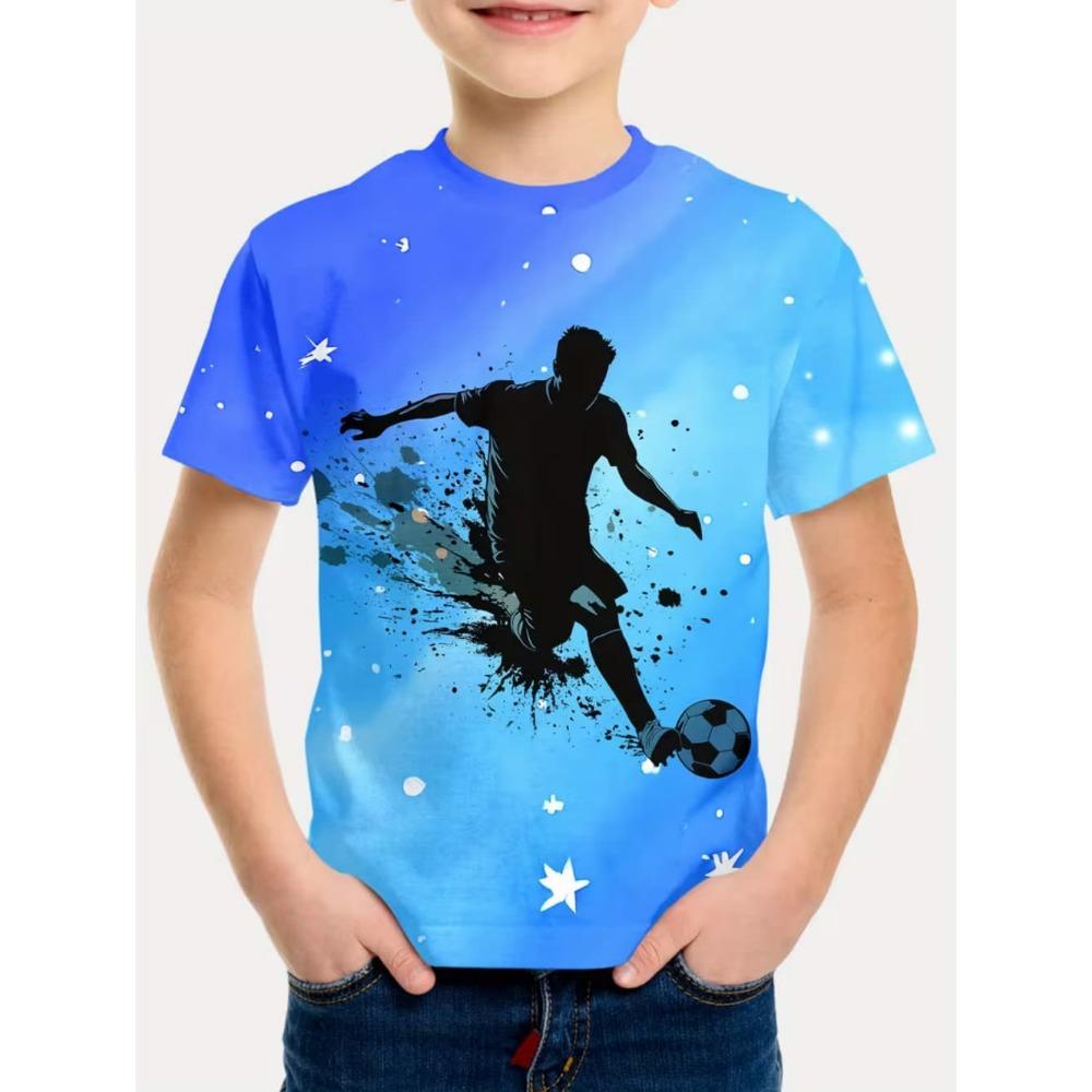 T-Shirt für Kinder Mode 3D-Druck Sommer Kurzarm-T-Shirt Personalisiertes Hip-Hop Bequemes Rundhals-T-Shirt Sportoberteil