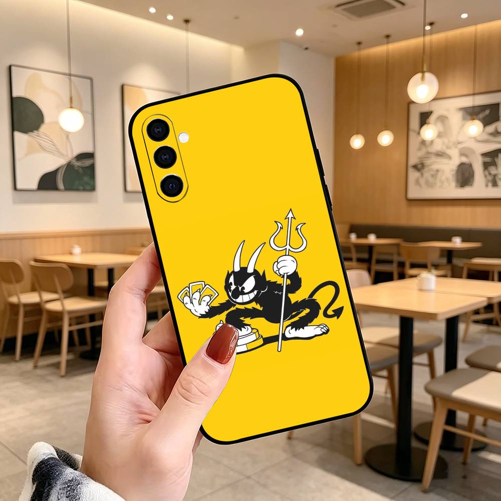 P-Popular C-Cuphead Game  Phone Case For Samsung Galaxy A73,A72,A71,A70,A53,A52,A51,Soft Silicone Black Cover