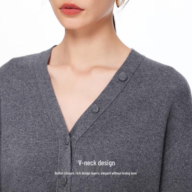 VEROMODA 2026 Spring V-Neck Lamb Wool Cashmere Blend Cardigan