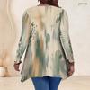 Women Plus Size V Neck Long Sleeve Watercolor Printed Asymmetric Hem Tunic Top