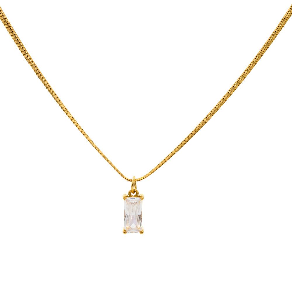 Barevný čtvercový zirkonový přívěsek náhrdelník z nerezové oceli klíční řetízek ženský nádherný náhrdelník