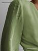 Elegant European Style Pleated Cardigan with Long Bell Sleeves and Lace-Up Chiffon Design