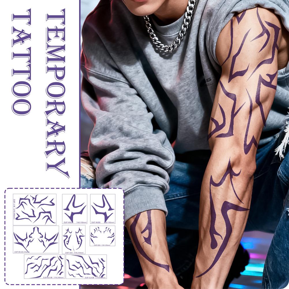 For Kpop Demon HUNTERIX Tattoo Stickers Sajaa Boys Dark Cosplay Body Tattoo Stickers Set Kid Birthday Party Gifts Cosplay Props