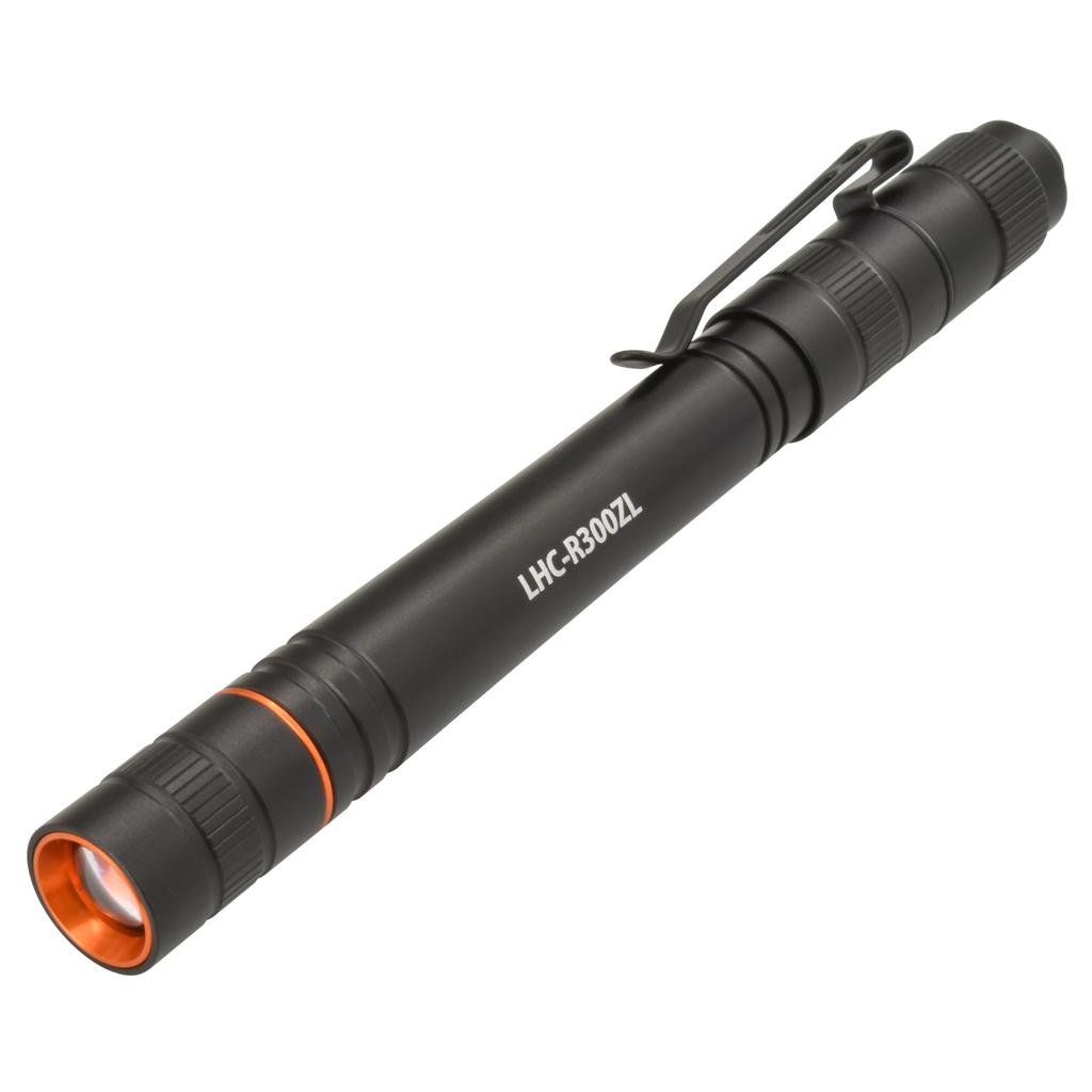 OHM OHM Electric Flashlight USB Rechargeable LED Zoom Penlight IPX4 ANSI Standard Compliant Black LHC-R300ZL-K 08-1392