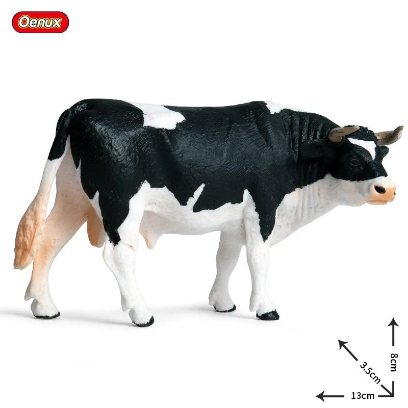 Oenux Simulation Cute Farm Animals Milk Cow Cattle Calf Angus Bull OX Buffalo Model Action Figures Educational Cute Toy Kid Gift