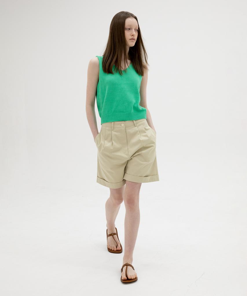 Leuba V-Neck Cotton Knit Vest - Emerald Green