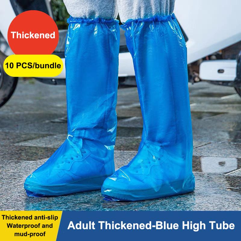 

10 шт. Прозрачные пластиковые уличные толстые износостойкие водонепроницаемые изоляционные чехлы для ног дождливые одноразовые бахилы синий