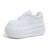 Fashion 8 CM Women's Autumn Thick Bottom Shoes Breathable Microfiber Leather Vulcanize Flat Platform Sneakers White Walking Shoes