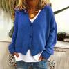 Lockere Passform V-Ausschnitt Pullover Mantel Langarm Strickjacke Einfarbig Gestrickt Damen Pullover