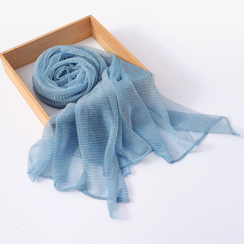 

Женские мерцающие хиджабы Однотонный шарф Эластичная пряжа Жатый платок Мусульманский исламский тюрбан Блестящий однотонный шарф Головной убор Обертывание One Size