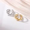 European Titanium Steel Geometric Open Ring – Hip Hop Style with Intersecting Lines