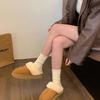 Slippers women wear new winter fur integrated thick-soled bag head fluffy slippers plush snow boots cotton shoes