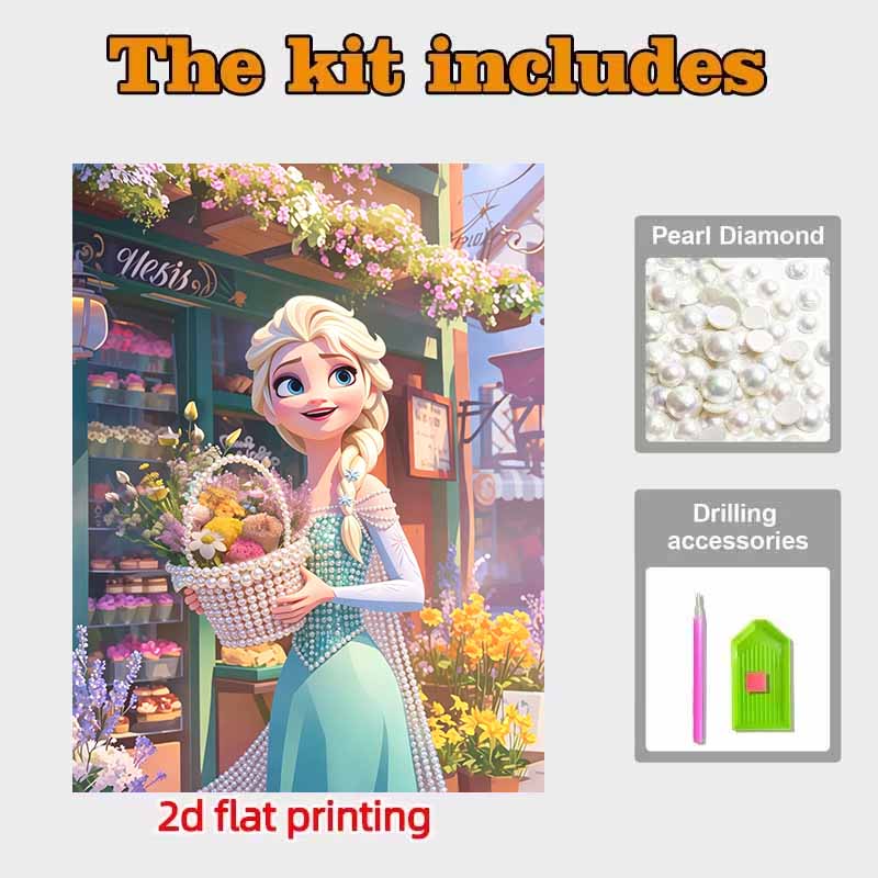 Disney Pittura con Perle Regina Elsa Pittura Artistica con Perle Fai-da-te Pittura con Gemme di Perla Quadri Artigianato Forma Speciale Decorazione Murale per la Casa