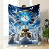 Angel Clock Cloud Printed Blanket Printed Blanket for Living Room Bed Couch Lunch Break Soft Cozy Blanket for Friend's Festival Gift