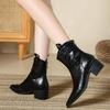 Fashion Retro Pointed Toe Zipper Ankle Boots Women Fashion Western Style V-Notch Designer Boots High Quality Soft Leather Casual Boots