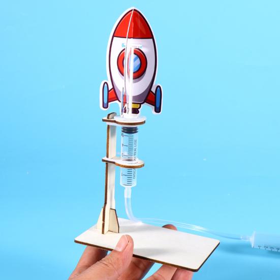 1 Sada DIY Model Raketometu Ručně Vyráběné Dřevěné Puzzle Vzduchem Poháněná Raketa Stavební Řemesla Děti STEM Vzdělávací Vědecký Experiment Hračka