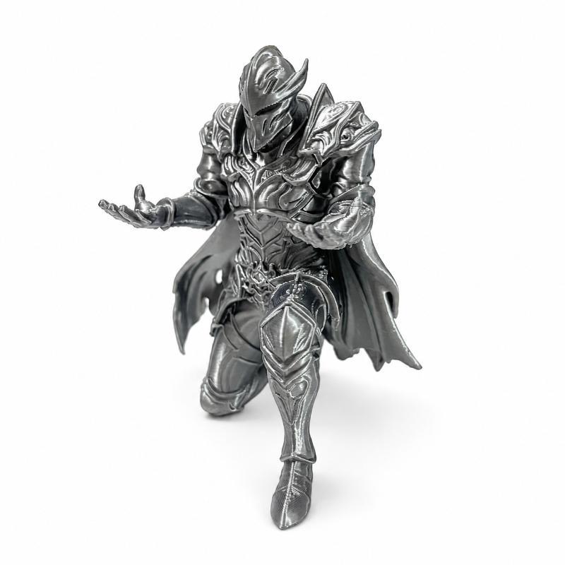 3D Printed Kneeling Knight Pen Holder Dark Fantasy Medieval Warrior Statue Desktop Organizer Plastic Stand Home Office Decor