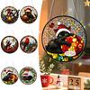 Seasonal Window Art Decorations Christmas 2D Acrylic Suncatcher, Stained Glass Style Black Cat Hanging, Festive Home Entrance Decor Colorful