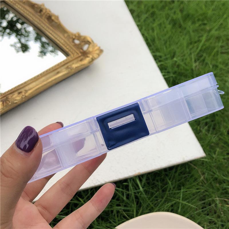 Jewelry storage box, convenient and minimalist transparent plastic multi-grid earrings, ring jewelry box, 10-grid jewelry box. White storage box*ten compartments