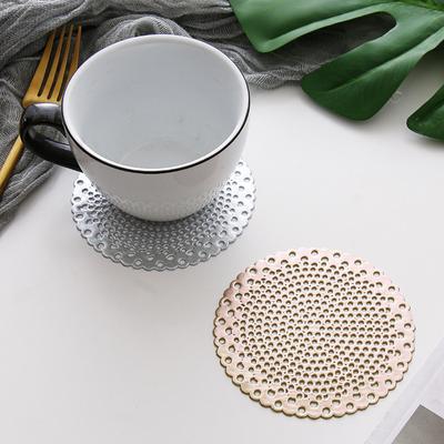 1 Round Hollow Cup Mat PVC Coffee Cup Insulation Mat Table Mat Christmas Creative Decoration Kitchen Accessory Drink Items